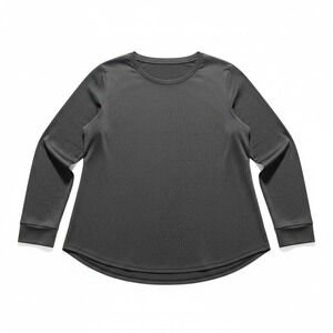 PINSPARK 2XL Charcoal Gray Womens Long Sleeve Top Athleisure Casual Gym Basic